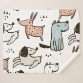 子供っぽい犬、手描き、トレンディーパターン。 シェルパブランケット (正面(横))