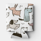 子供っぽい犬、手描き、トレンディーパターン。 缶クーラー (裏面)