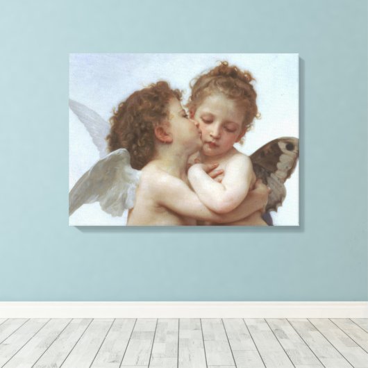 子供としてのキューピッドとサイケ キャンバスプリント (インサイチュ (ウッドフロア))