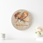 子供とのヴィンテージの父のクリスマス ラージ壁時計 (ホーム)