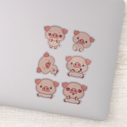 子供とクラフト愛好家のためのチャーミングな豚 シール (詳細)