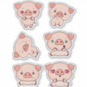 子供とクラフト愛好家のためのチャーミングな豚 シール (正面)
