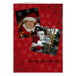 子供とサンタのメリークリスマスレッドカード