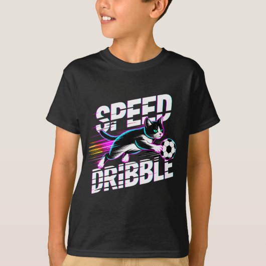 子供とティーンのための楽しい猫サッカーギフトTシャツ Tシャツ (正面)