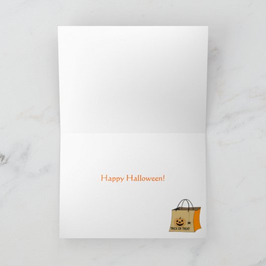 子供とビッグカボチャヴィンテージハロウィーンカード カード (内部)