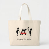 子供とヤギのトートマヤギ小さな赤ワゴン ラージトートバッグ (正面)