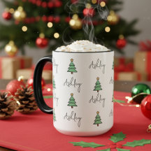 子供と同僚のためのオーダーメイドの松の木のクリスマスマグ