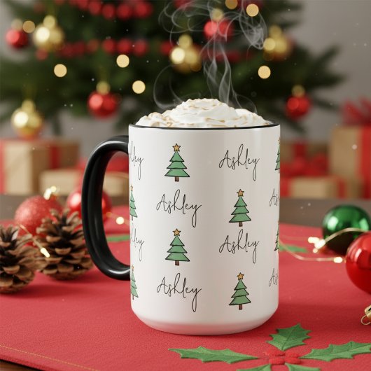 子供と同僚のためのオーダーメイドの松の木のクリスマスマグ マグカップ