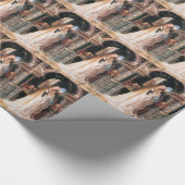 子供と天使のクリスマス挨拶を持つヴァージン ラッピングペーパー (角)