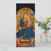 子供と天使を持つヴァージン、ブルー金ゴールドメタリック 招待状 (スタンド正面)