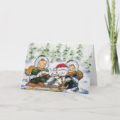 子供と子犬のクリスマスカード シーズンカード (正面)