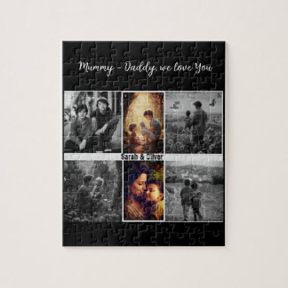 子供と家族を持つ両親6写真コラージュ ジグソーパズル