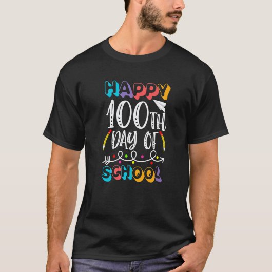 子供と幼稚園の先生のための100日目の登校 Tシャツ (正面)