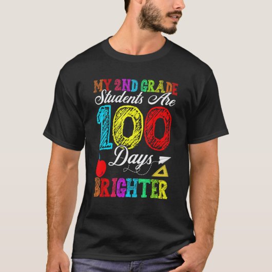 子供と幼稚園の先生のための100日目の登校 Tシャツ (正面)