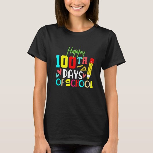 子供と幼稚園の先生のための100日目の登校 Tシャツ (正面)