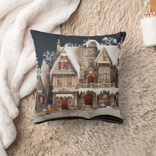 子供と犬とクリスマスストーリーブックマナー クッション (ブランケット)