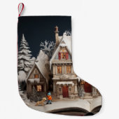 子供と犬とクリスマスストーリーブックマナー スモールクリスマスストッキング (正面)