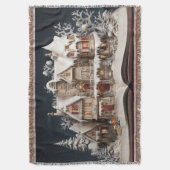 子供と犬とクリスマスストーリーブックマナー スローブランケット (正面縦)