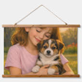 子供と犬の横型タペストリー ウォールアート セット (正面)