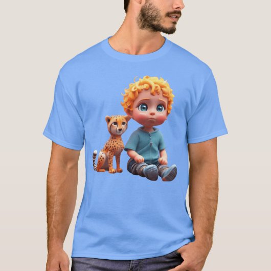 子供と猫の友達 Tシャツ (正面)