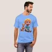 子供と猫の友達 Tシャツ (正面フル)