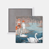 子供と白人磁石 マグネット (正面/裏面)