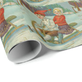 子供とSleddingヴィンテージのクリスマス ラッピングペーパー (ロールコーナー)
