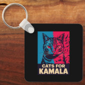 子供なしの猫好き婦人、Kamala Harrisに投票 2024 キーホルダー (正面)