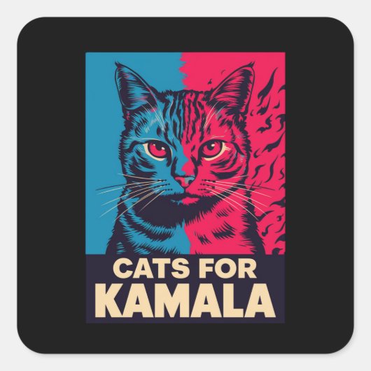 子供なしの猫好き婦人、Kamala Harrisに投票 2024 スクエアシール (正面)