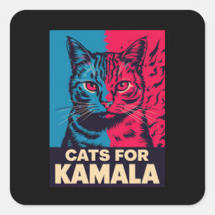 子供なしの猫好き婦人、Kamala Harrisに投票 2024 スクエアシール