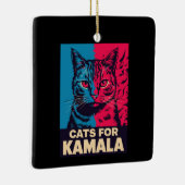 子供なしの猫好き婦人、Kamala Harrisに投票 2024 セラミックオーナメント (右)