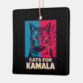 子供なしの猫好き婦人、Kamala Harrisに投票 2024 セラミックオーナメント (左)