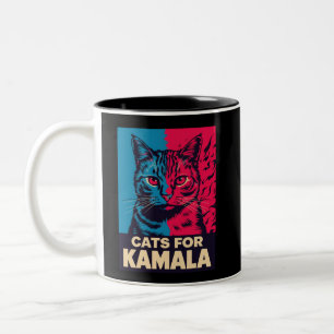子供なしの猫好き婦人、Kamala Harrisに投票 2024 ツートーンマグカップ