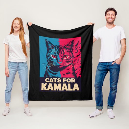 子供なしの猫好き婦人、Kamala Harrisに投票 2024 フリースブランケット (インサイチュ)