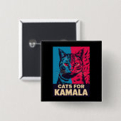 子供なしの猫好き婦人、Kamala Harrisに投票 2024 缶バッジ (正面&裏面)