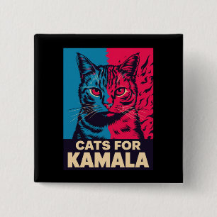 子供なしの猫好き婦人、Kamala Harrisに投票 2024 缶バッジ
