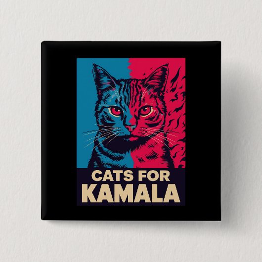 子供なしの猫好き婦人、Kamala Harrisに投票 2024 缶バッジ (正面)