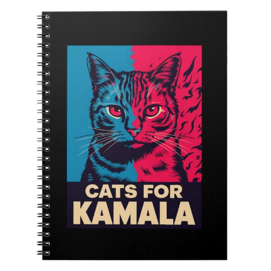 子供なしの猫好き婦人、Kamala Harris(カマラ・ハリス)に投票 2024 ノートブック (正面)