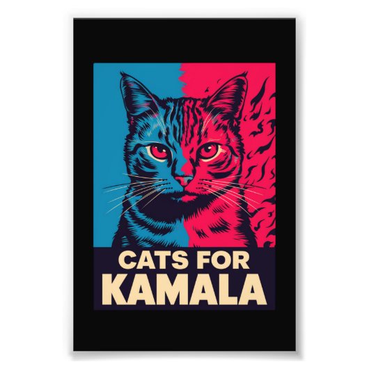 子供なしの猫好き婦人、Kamala Harris 2024に投票 フォトプリント (正面)