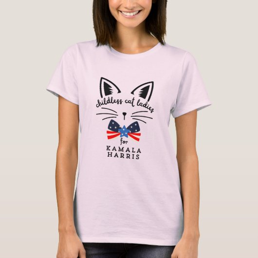 子供なしの猫飼い婦カマラ・ハリス 2024年 大統領 Tシャツ (正面)