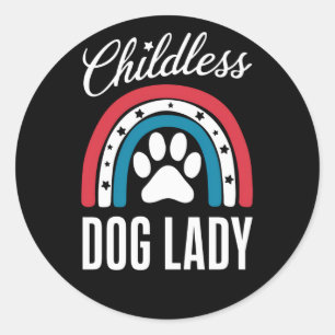 子供なし犬好きレディ選挙投票2024 虹色 USA ラウンドシール
