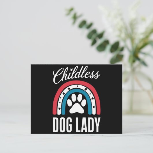 子供なし犬飼いレディ選挙投票2024 虹USA ポストカード (スタンド正面)