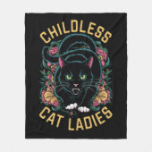 子供なし猫好き女性 2024 フェミニスト フリースブランケット (正面)