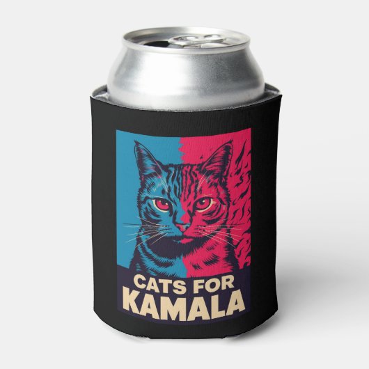 子供なし猫飼育員はカマラ・ハリス2024に投票 缶クーラー (缶正面)
