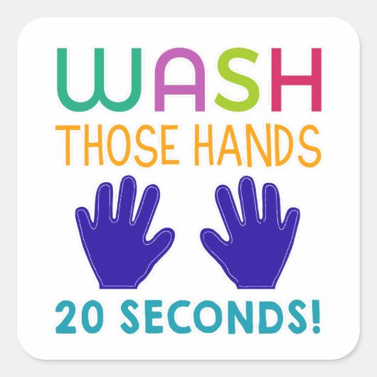 子供に手を洗うように思い出させる スクエアシール (正面)