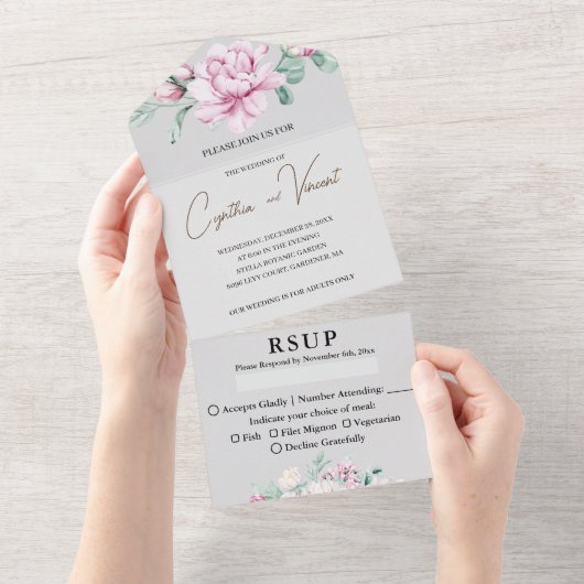 子供のいない大人のためのオールインワンの結婚式招待状 オールインワン招待状 (貼ってはがせる)