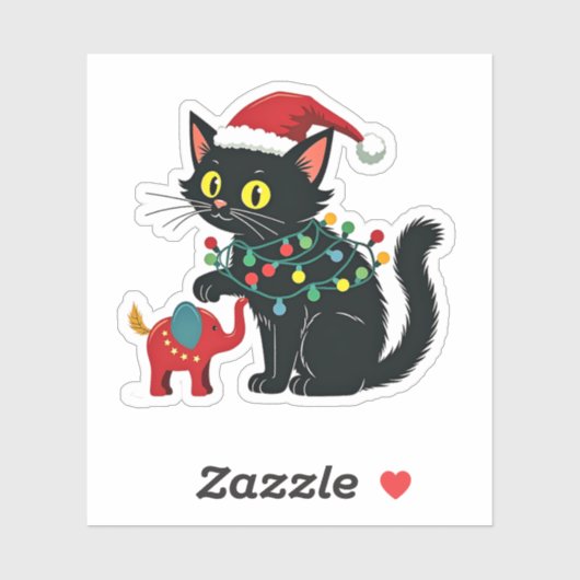 子供のいない猫好きの女性クリスマスカマラトランプ シール (シート)