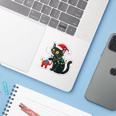 子供のいない猫好きの女性クリスマスカマラトランプ シール (ノートパソコンとiPhone)