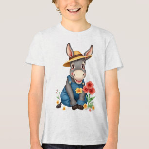 子供のおもしろいロバ トライブレンドＴシャツ