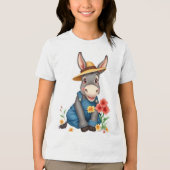 子供のおもしろいロバ トライブレンドTシャツ (正面)
